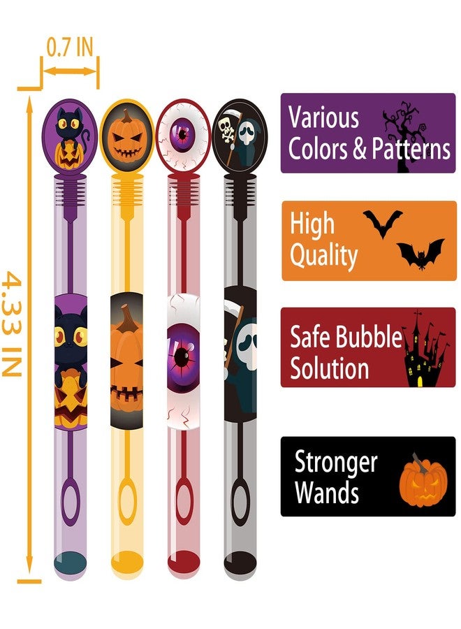 WOONOO 48 PCS Halloween Party Favors Bubble Wands, Halloween Toys for Kids 8 Colors Assortment Designs for Halloween Goodie Bag Stuffers Non Candy Treats Bubble Maker Toys - Image 3